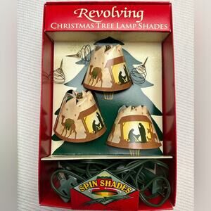 SPIN SHADES REVOLVING CHRISTMAS LAMP SHADES Set Of 3 Shades nativity